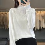 Naiste ka&scaron;miirkampsun Qinghe ka&scaron;miir 50% vill 50% mooruspuusiid Naiste s&uuml;gis-talvine ka&scaron;miirpullover pehme ja soe L kirss