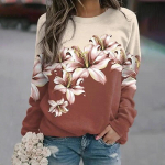 Harajuku Uus 3D V&auml;rvilised Lilled Printimine Pusad Naiste Mood T&auml;navar&otilde;ivad Pulloverid Talvised T&uuml;drukud Lillelised graafilised riided Top L