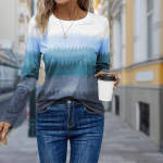 Naiste s&uuml;gistopsid Lahtine kassimustriga Kausaalne pikkade varrukatega T-s&auml;rk top pluus XS sinine