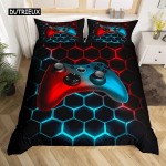 Geomeetriline tekikott mitmev&auml;rviline k&auml;rjekujuline kuusnurkne voodipesukomplekt geomeetiline teema metalltekstuur voolujooneline pol&uuml;estertekk EU single(135x200cm)