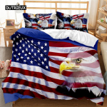 Rahvuslipp Tekikoti Komplekt King Suurus Loov Ameerika Lipu Voodipesukomplekt Teismelistele T&auml;iskasvanutele Mikrokiust &Uuml;hekohaline Kahekohaline Tekikott 150x200cm 3pcs