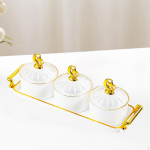Appetizer Serving Dish for Nuts and Candies in Dining Room yellow 3 grid
