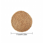 1TK Maaelu L&otilde;uendist Lauaalus Lihtne Naturaalne Elliptiline Puuvillast ja Kanepist Kaussimatt Pottimatt Kanepist K&ouml;iest Lauaalus 11cm