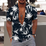 2025 Coconut Tree S&auml;rgid Meestele 3D Prindiga Meeste Hawaii S&auml;rk Ranna 5xl L&uuml;hikeste varrukatega Moetopsid T-s&auml;rk Meeste Pluus Camisa L