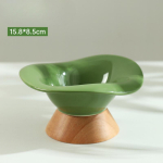 Uus k&otilde;rgejalaline puidust istmega kassi kaelal&uuml;li kaitsmiseks keraamiline kauss Koerakauss Koerariisikauss Kassi toidukauss &uuml;mberkukkumise v&auml;ltimiseks Joogikauss short model 15.8*8.5 cm beige