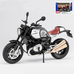 1/12 BMW R NINE T Sulamist Retro Sportmootorratta Mudel Valatud Metallist T&auml;navas&otilde;idu Mootorratta Mudel Heli ja Valgusega Laste M&auml;nguasi Kingitus 1/12-Size:17.5*7*11cm must