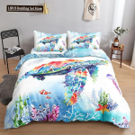 Mereloomade tekikottide komplekt Kilpkonnapildiga Voodipesukomplektid Kuninganna suurus 3D Suurep&auml;rane luksuslik teki kattekomplekt Mereliigi tekikatte 70x133cm 2pcs