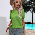 Twist l&uuml;hikeste varrukatega sviiter naiste kevad- ja suvise kaelusega &uuml;hev&auml;rviline kampsun XL valge