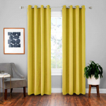 1 paneeliga Ameerika stiilis kortsudekindel satiinist peokaunistus, kodu &uuml;hev&auml;rviline t&auml;isvarjutus, elutuba, magamistoa kardinad W100cm x H130cm 1Pcs&Rings kollane
