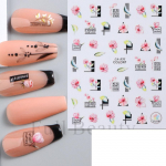 3D k&uuml;&uuml;nekleebised, lilletaimed, k&uuml;&uuml;nekunsti kleebised, lillelised lehed, vedrud, liugurid, manik&uuml;&uuml;ri kaunistused