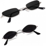 Sheomy Unisex Combo pakkumine 2 tooni prillidega Ristk&uuml;lik Retro Vintage kitsad p&auml;ikeseprillid Naiste ja meeste v&auml;ikesed kitsad ruudukujulised p&auml;ikeseprillid