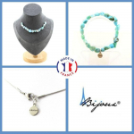 Pierres et Min&eacute;raux. Parure bijoux Bracelet Collier 15 perles Larimar de R&eacute;publique Taille personnalisable.