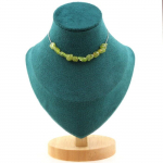 Pierres et Min&eacute;raux. Collier 10 perles P&eacute;ridot de Myanmar (Birmanie) Chaine en acier Collier femmes, hommes. Taille personnalisable.