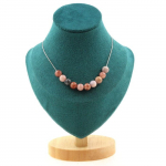 Pierres et Min&eacute;raux. Collier 10 perles Pierre de soleil 8 mm. Chaine en acier inoxydable Collier femmes, hommes. Taille personnalis