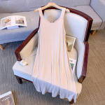 Naiste suures suuruses p&auml;itsetega kleit keskmise pikkusega &uuml;hev&auml;rviline vertikaalne Sense avara varrukateta kleit kevad-suvel 2XL aprikoosi