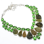 Prehnite,Peridot Handmade 925 Sterling Silver Gift Jewelry Necklace 18 y7d62
