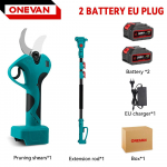 ONEVAN 45mm Harjadeta Teleskoopvarrega Oksak&auml;&auml;rid 2800W K&otilde;rgete Oksade L&otilde;ikur 2 &Uuml;hes Aianduslik T&ouml;&ouml;riist Makita 18V Aku jaoks 2 Battery EU Plug
