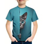 Lastemood, suvine tr&uuml;kitud 3D T-s&auml;rk poiste T-s&auml;rgid vabaaja l&uuml;hikeste varrukatega kaelusega t&uuml;drukute topid 170