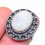 Natural Moonstone Gemstone Handmade 925 Sterling Silver Jewelry Ring Size 7 v1k45