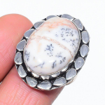 Natural Dendrite Opal Gemstone 925 Sterling Silver Jewelry Ring Size 7.5 g7t14