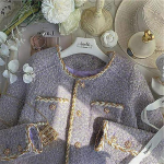 Lavendel Tweed L&uuml;hike Jakk Naistele - S&uuml;gis/Talv 2024 K&otilde;rgetasemelise Moe Trend S (80-100 jin)
