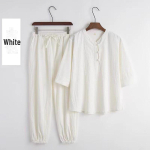 Zen-budistlik linane Hanfu: Suvine meditatsiooniriietus meestele ja naistele L white