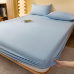 &Uuml;hev&auml;rviline pestud puuvillane voodilina kate &uuml;hiselamutele - &Uuml;heosaline madratsikaitse 180&times;200cm Single Fitted Sheet taevasinine v&auml;rv