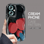 Armas koomiksimustriga kreemjas tekstuuriga korpus, lainelise servaga pehme silikoonkaanega telefoni&uuml;mbris OPPO Reno Realme jaoks OPPO A17 valge