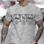 Meeste riided Autismi perioodilisustabeli s&auml;rgid naistele Autismi teadlikkuse T-s&auml;rgid L&uuml;hikeste varrukatega Unisex T-s&auml;rgid Mustad meeste riided S beež