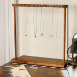 Ehete organiseerija vitriin t&auml;ispuidust kaelakee rippuv t&ouml;&ouml;lauale ripp kettide jaoks K&otilde;rvar&otilde;ngad k&auml;ev&otilde;rud vitriin hoiurest 18hooks