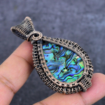 Abalone Shell Handmade Copper Wire Wrap Jewelry Pendant 2.56 o1h09