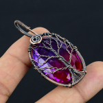 Bi Color Tourmaline Handmade Copper Wire Wrap Jewely Pendant 2.3 s8t55