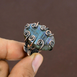 Labradorite Handmade Copper Wire Wrap Jewelry Ring Size 9 u9s75