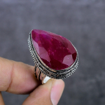 Ruby(Simulated) Gemstone 925 Sterling Silver Jewelry Ring Size 10 b0t71