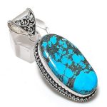 Tibetan Turquoise Handmade 925 Sterling Silver Jewelry Pendant 2.29 k1q26