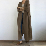 Vintage paeladega &uuml;legabariidiline t&auml;navar&otilde;ivastus puuvilla-linase trenchcoat naistele s&uuml;gisene pikkade varrukatega Harajuku kampsun Y2K &uuml;ler&otilde;ivas L pruun