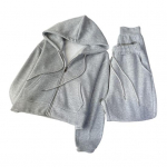 Naiste Kaheosaline Dressipluus Pikkade Varrukatega Lukuga Kapuuts ja Sweatpants Komplekt Vabaaja S&uuml;gisene Aktiivne Jooksu Riietus XL hall