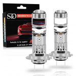 2 tk H7 LED-projektori objektiivi esitulede pirnid 1:1 LED Projektor Juhtmevaba Mini Objektiiv 30000Lm 100W Auto Plug&Play Turbo Lamp 6500K Valge LHD