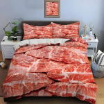HD Lihapeekon Toiduprint Voodipesukomplekt Tekikott 1 Tekikott 2 Padjap&uuml;&uuml;ri T&auml;iskasvanute ja Laste Voodipesukomplekt Luksuslik Kingituseks AU Double(180x210cm)