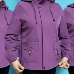 Kevadine ja s&uuml;gisene lahtine suur l&uuml;hike kapuutsiga &uuml;hev&auml;rviline naiste jope 4XL