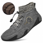 Suures suuruses meeste k&auml;sitsi valmistatud mustriga nahast mugavad pehmed poolsaapad 48