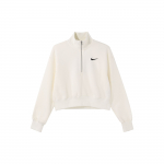 Nike Sportswear Phoenix Fliis Tikitud Logo Poollukuga Pusas&auml;rk Naiste Topid Sail-White DQ5768-133 M
