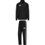 Adidas triibulise disainiga t&auml;islukuga jakk ja keskmise v&ouml;&ouml;kohaga pikad p&uuml;ksid Vabaaja spordikomplekt Unisex komplekt TR30JT-BW+TR30PT-BW 2XL