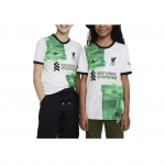 Nike Liverpool 23/25 Hooaeg V&otilde;&otilde;rsil F&auml;nni Versioon Tikitud Logo Mosaiikv&auml;rvi Blokeering L&uuml;hikeste Varrukatega Jalgpallis&auml;rk Laste Topp Valge DX2764-101 S