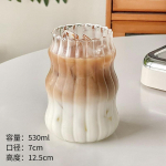 Ins Glass Cup Kuumakindel trummel Joogin&otilde;ud L&auml;bipaistev Teemahl Piim Kohvi Kruus Kodu Veeklaasid Triibuline Kruus 410/650/530ml glass