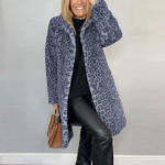 Naiste moekas &uuml;hev&auml;rviline rev&auml;&auml;riga keskmise pikkusega pl&uuml;&uuml;sist mantel XL sinine