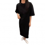 Naiste L&uuml;hikeste Varrukatega Midi Kleit Suvine Vabaaja &Uuml;mara Kaelusega S&auml;rkkleit Lahtine Rannakleit L&otilde;ikega Pikk Kleit M must