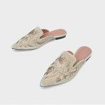 Moodne Sametiline Tikitud Lilleline Mules Kingad Naistele Elegantne Kinga Terava Suletud Varbaga Sandaalid Slip-On Madalad Kingad Sandaalid Femmes Pantuflas Sandalias 34 aprikoosi