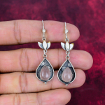 Roosa Kvarts 925 Sterling H&otilde;be K&otilde;rvar&otilde;ngad, K&auml;sitsi valmistatud V&auml;&auml;riskividega Ehted, Kingitused Naisele Uued K&otilde;rvar&otilde;ngad 1.96 Inches