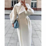 Talvejope naistele Moodne &Uuml;hev&auml;rviline Lahtine Rev&auml;&auml;riga Kahe n&ouml;&ouml;biga TRENCH Vintage Pikkade varrukatega Joped Soe Paks Naiste Uued Joped XXL valge